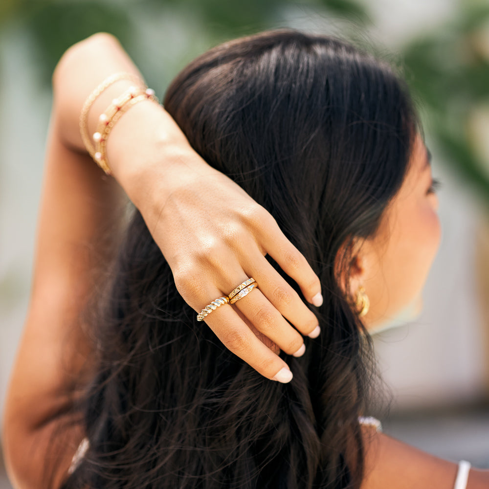 Anel Ondas Dourado